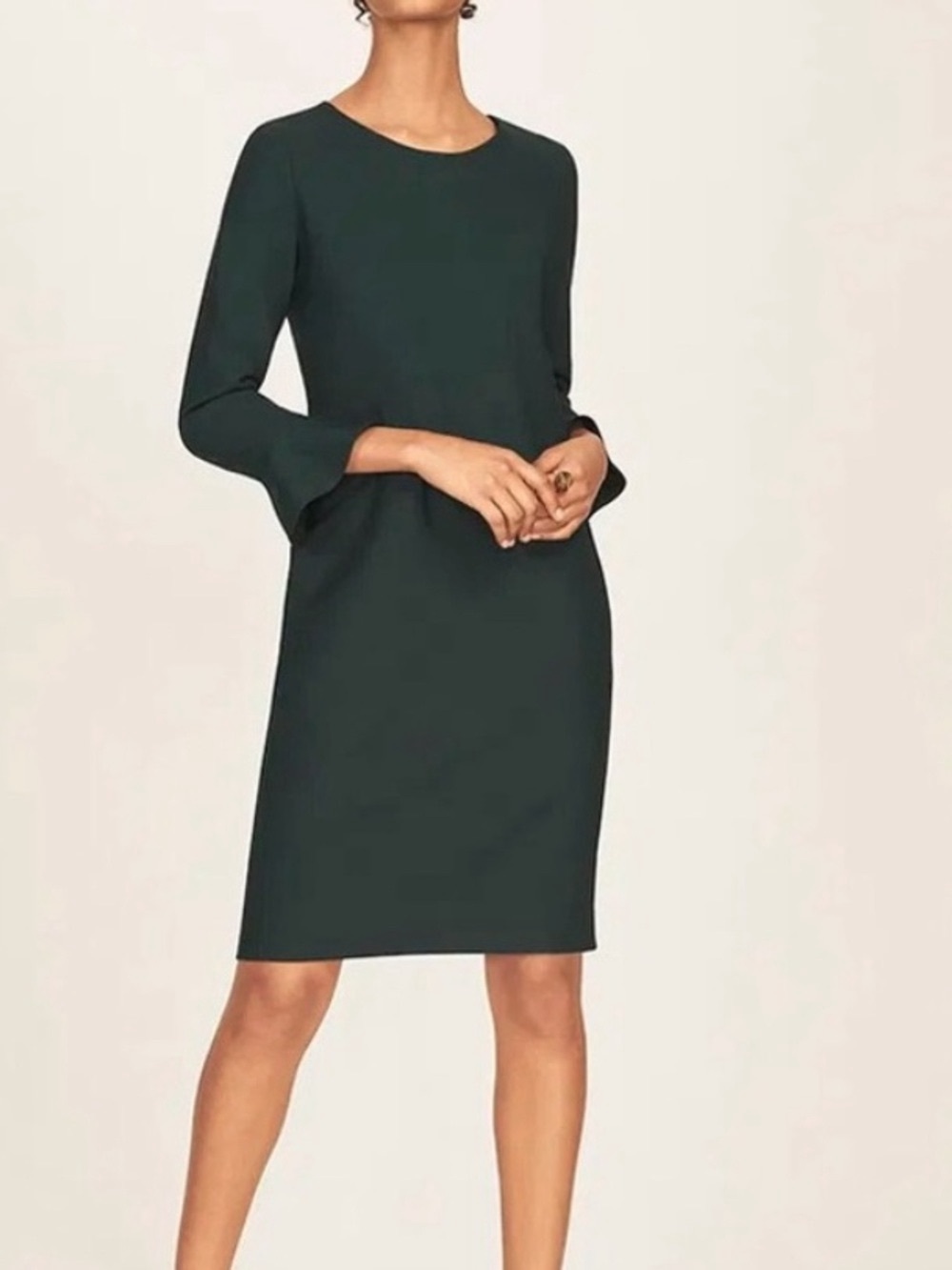 The Fold London Carnaby Dress | Forest Green Wool Blend Shift Dress | US 2, UK 6